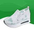 Chausson Orthopédique Style Basket à Fleurs Brodées pour Femme bleu