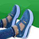 Chaussure Orthopédique à Semelle Plateforme et Style Basket pour Femme bleu