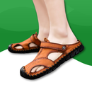 Sandale Orthopédique Décontractée en Simili Cuir pour Homme orange
