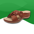 Claquettes d'été orthopédiques en similicuir pour femmes marron