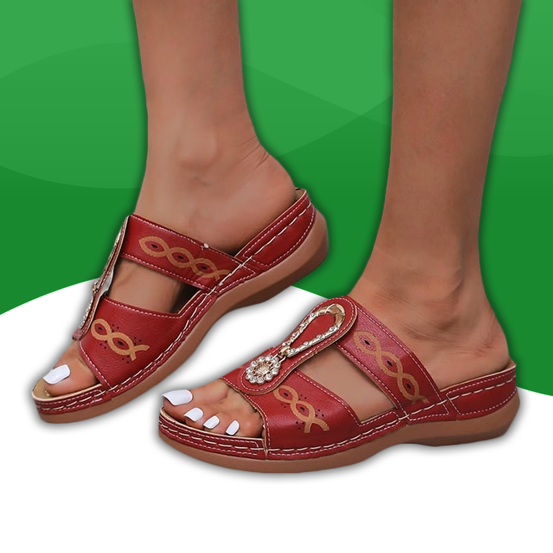 Sandales à Semelles Compensées pour Femmes rouge