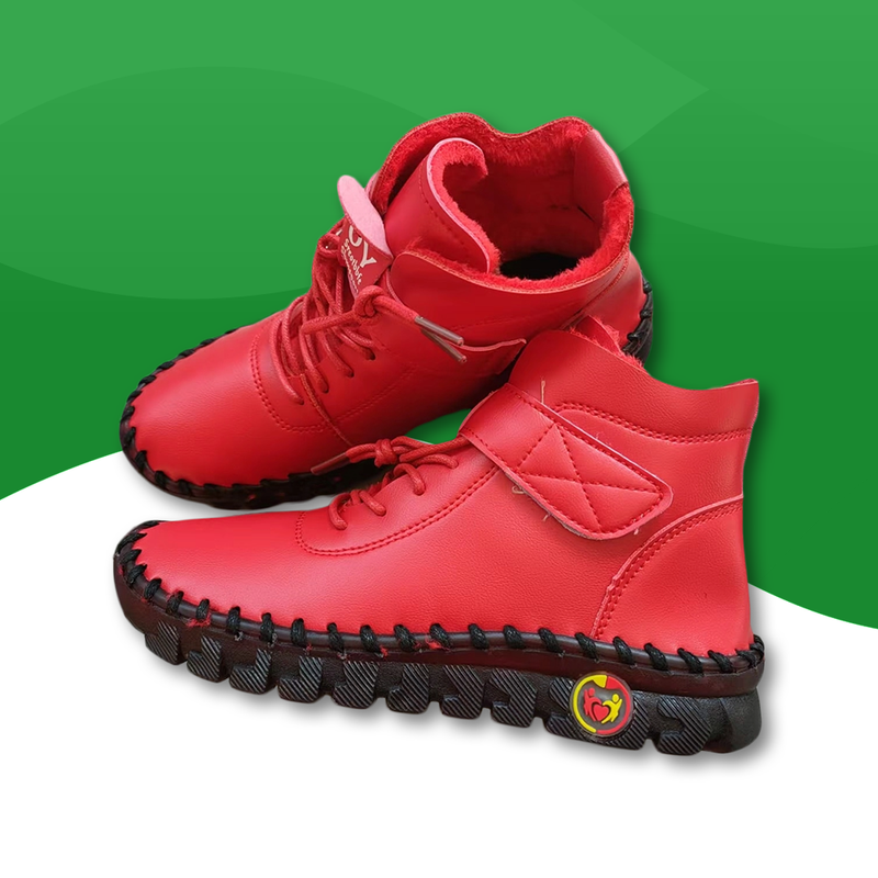 Chaussures hivernales Orthopédiques à Fourrure pour Femme rouge