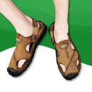 Sandale Orthopédique Décontractée en Simili Cuir pour Homme beige