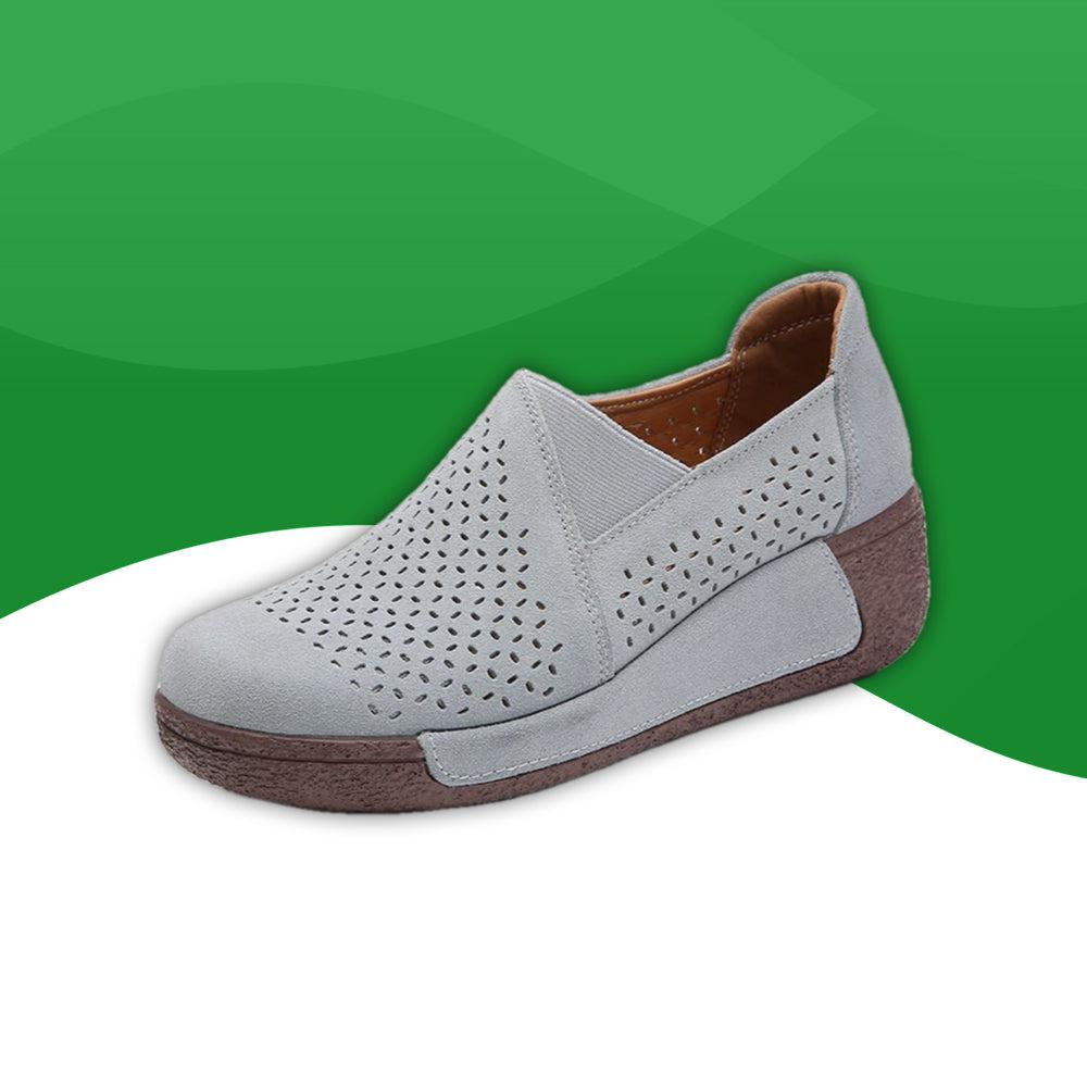 Chaussures Femme Cuir Beige - Baskets Orthopédiques Confort Semelle Souple - Chaussures Loisirs Ergonomiques Tendance