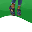 Sandales Orthopédiques Cuir <br> Femme-35-Bleu marine-
