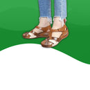 Sandales Orthopédiques Cuir <br> Femme-35-Maron Blanc-