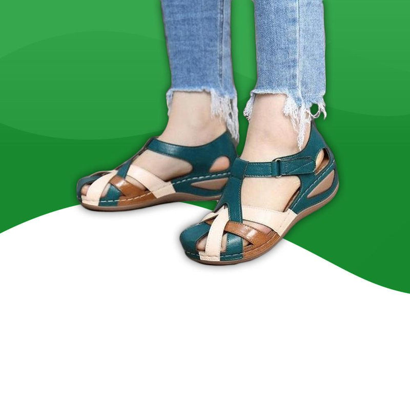 Sandales Orthopédiques Cuir <br> Femme-35-Vert-